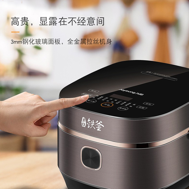 九阳(Joyoung) 电饭煲F-40T25 4L家用智能IH电饭锅 土灶铁釜煮粥锅 电磁加热电饭煲 浅锖色 触屏操作
