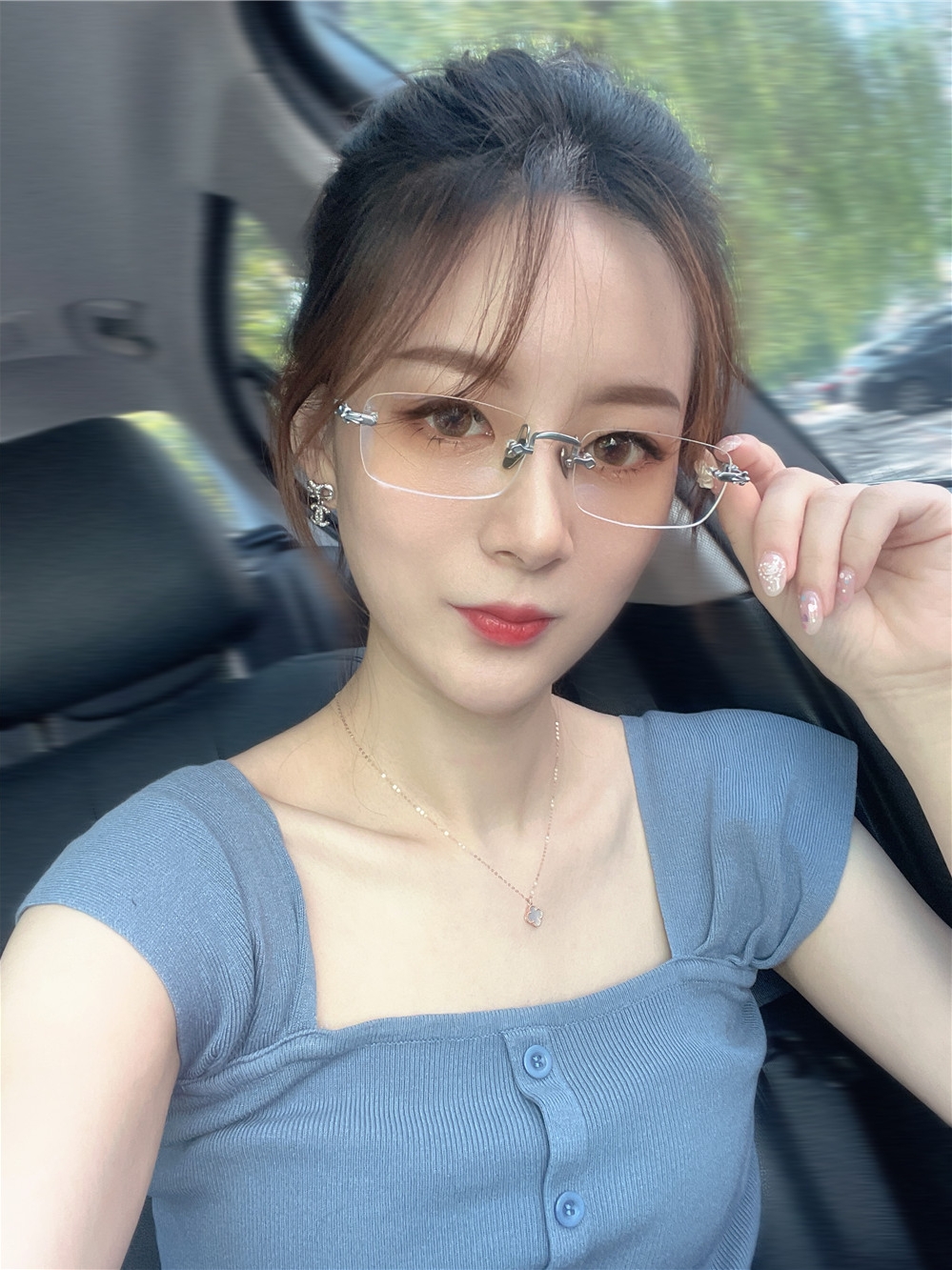 王一博同款2021新款尚境无框近视眼镜架纯钛商务白领男女士可配高度数防蓝光高清大图