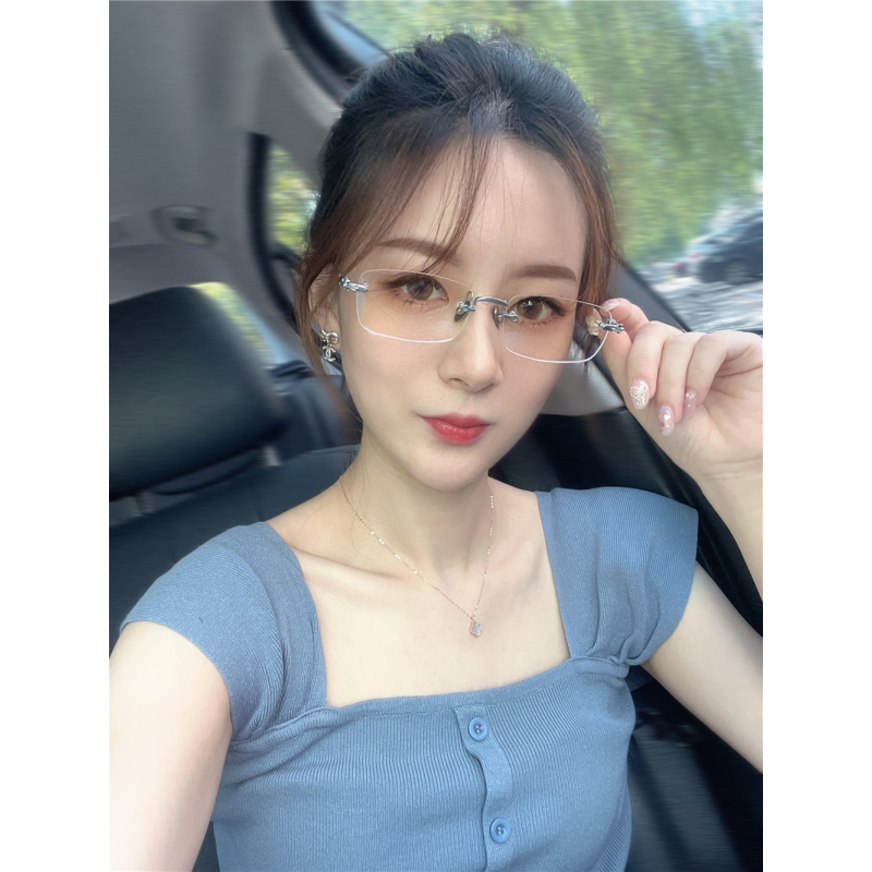 王一博同款2021新款尚境无框近视眼镜架纯钛商务白领男女士可配高度数防蓝光