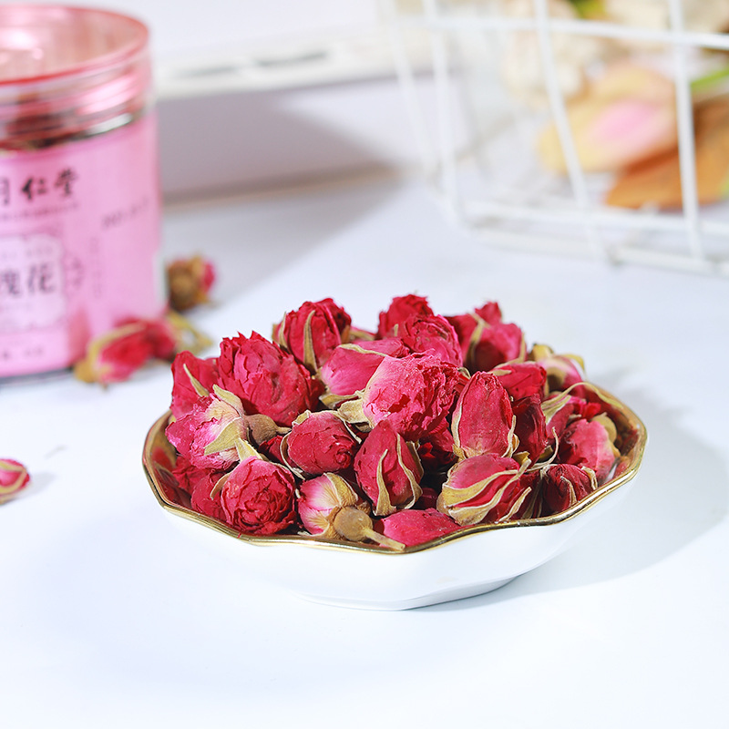 北京同仁堂 玫瑰花茶45g*2罐 平阴金边干花泡茶食用重瓣玫瑰大朵旗舰店正品高清大图