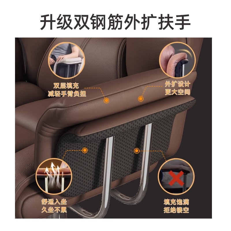 质凡电脑降转椅 [耐磨pu皮]-咖色 抗压乳胶坐垫 不含安装高清大图