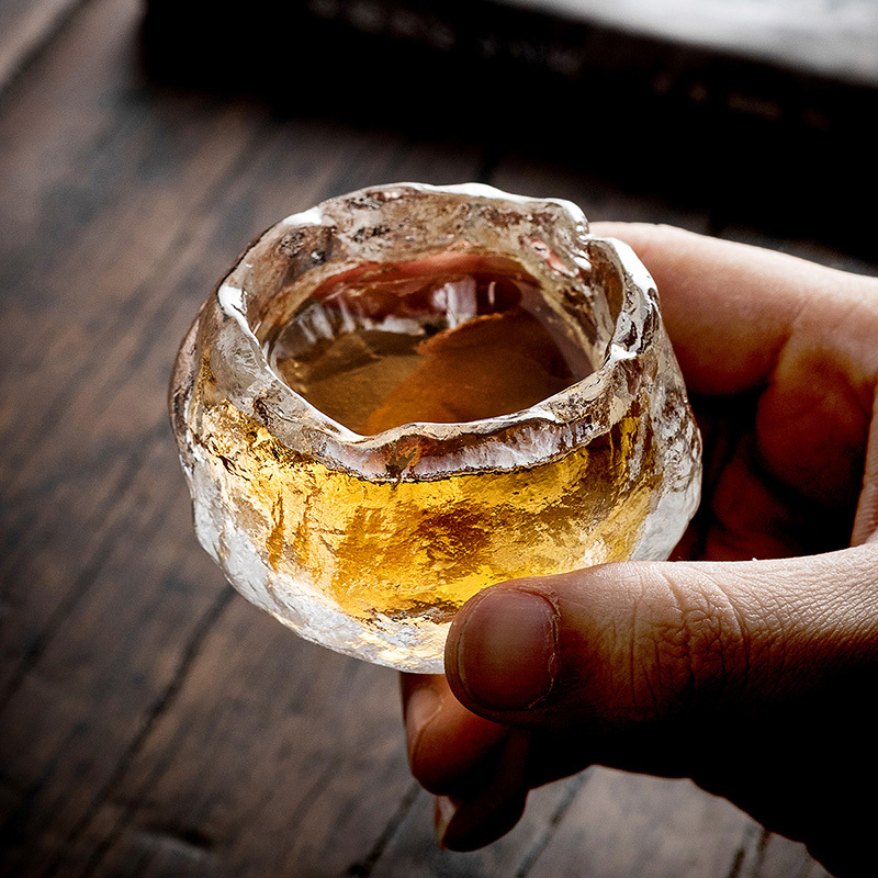 领艺优选古法琉璃冰冻烧茶杯主人杯品茗杯单杯大号建盏玻璃功夫茶具