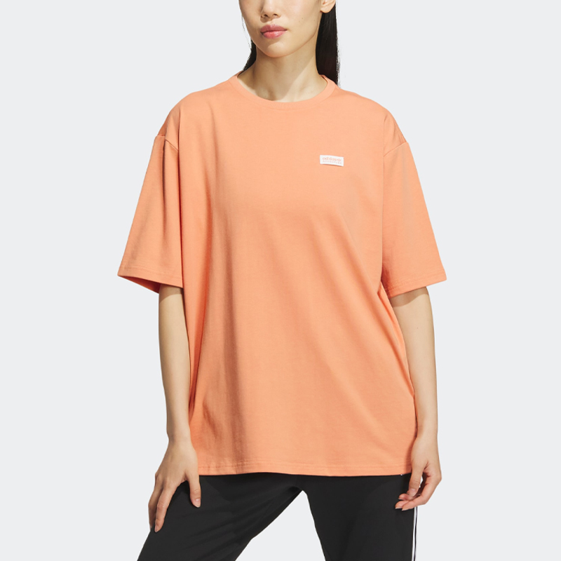 originals三叶草 字母logo女圆领卡通图案印花运动短袖t恤淡卡其棕ik