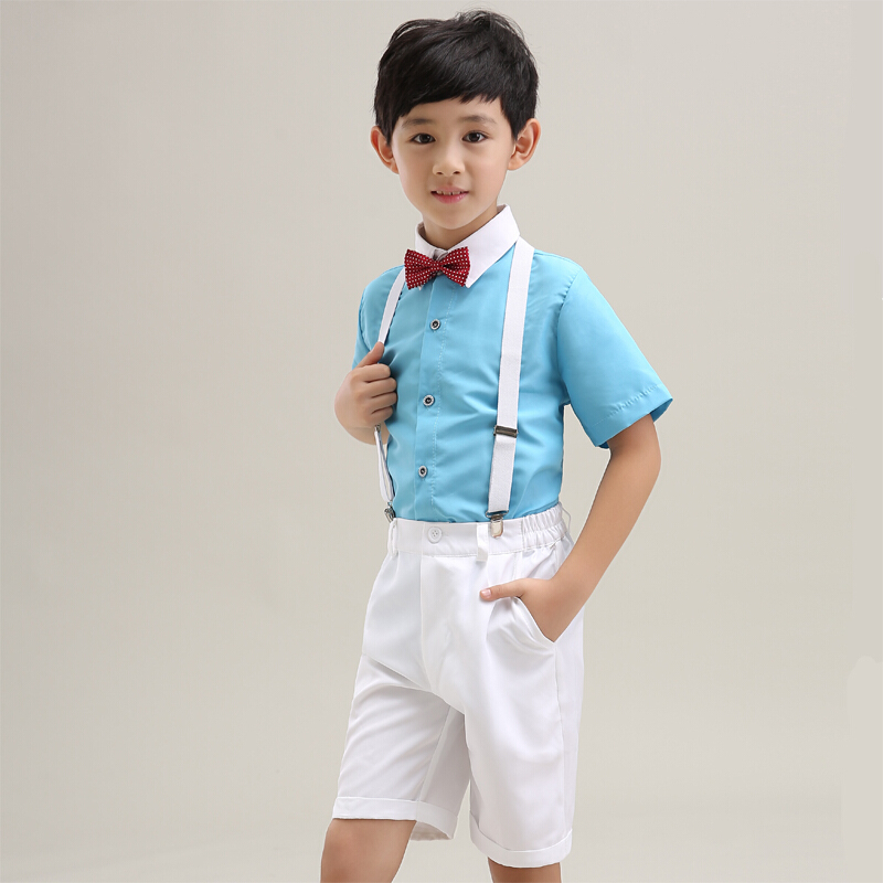 六一儿童节演出服男大合唱服装学生朗诵服背带裤表演服男童礼服夏