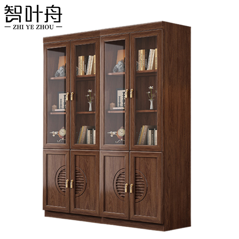智叶舟实木办公柜四门1490*372*1940mm台高清大图