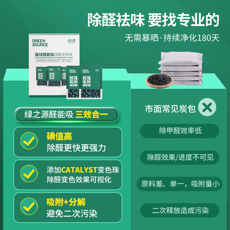 绿之源 魔球 醛能吸除醛变色炭包 1.08kg*3盒(90g*12包*3盒)Z-7270.高清大图
