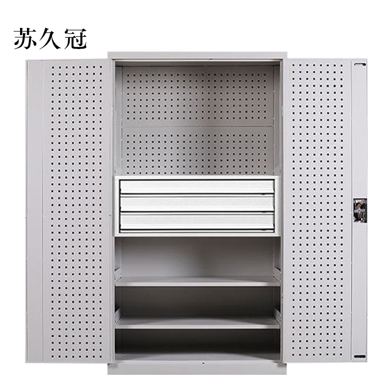 苏久冠工具柜加厚铁皮储物柜工厂车间用带抽屉汽修多功能收纳柜通门内三抽柜灰白色