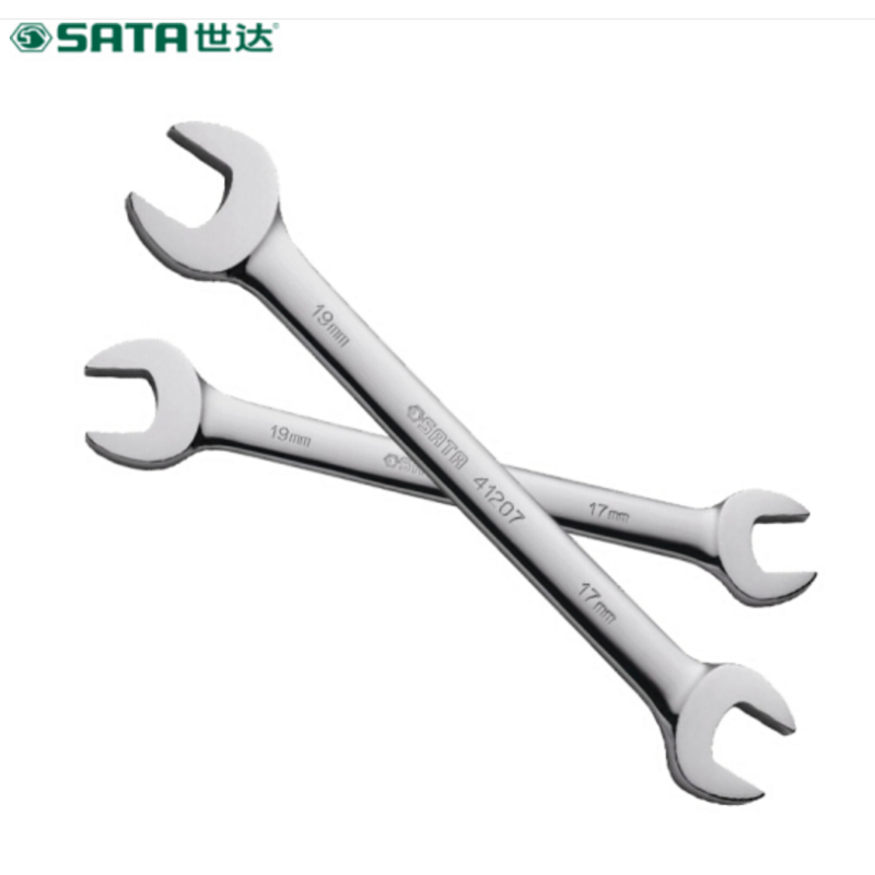 世达（SATA）41207 全抛光双开口扳手17*19MM