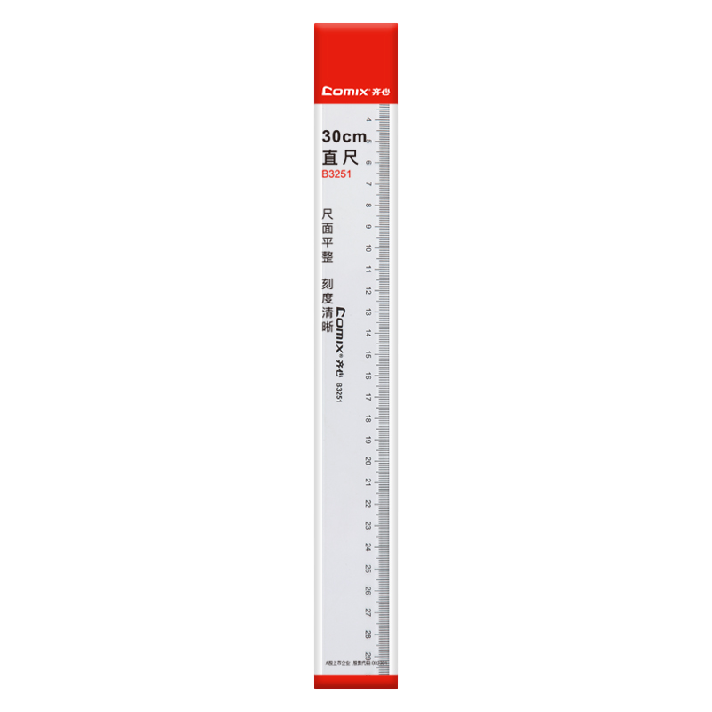 齐心 B3251 精准刻度直尺30CM 透明