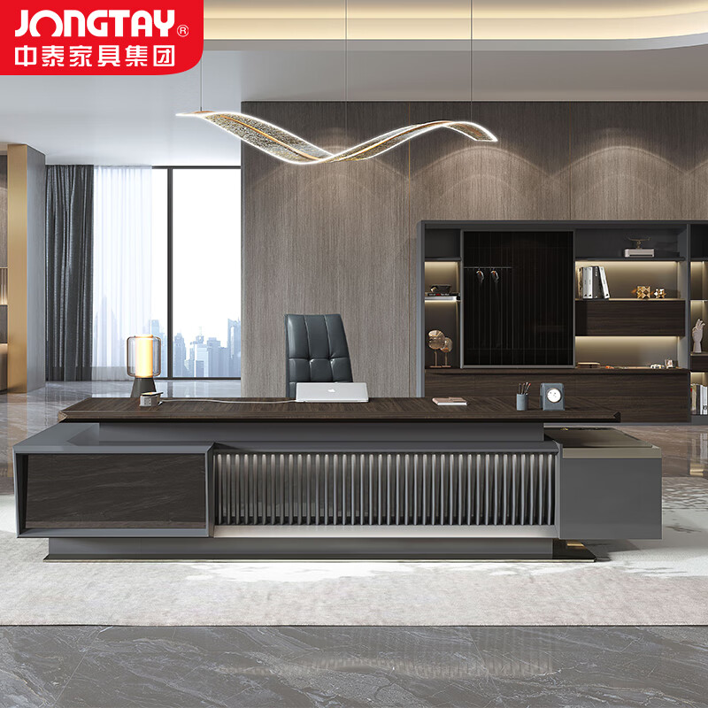中泰(jongtay)老板桌办公桌高档大班台总裁经理办公室桌子简约现代家具2.8米 J-HSS-B28L高清大图