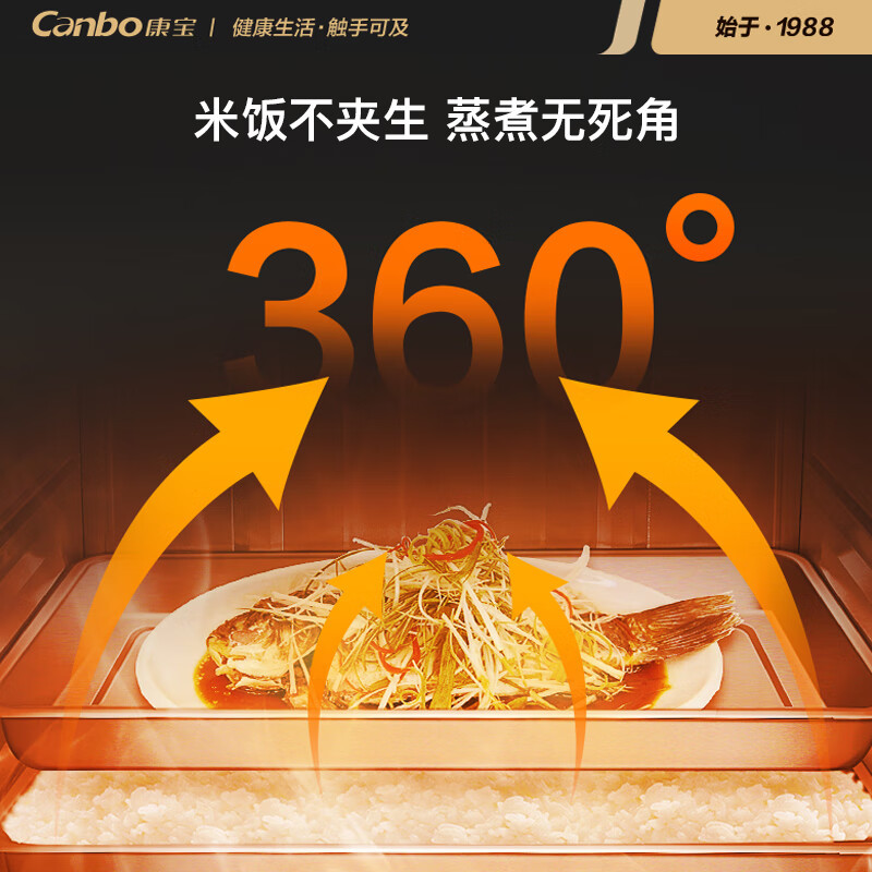 康宝(Canbo)蒸饭柜蒸饭车蒸箱商用蒸饭箱蒸箱食堂单位学校 安全防干烧蒸柜蒸包炉大容量24盘ZFC24-BZB