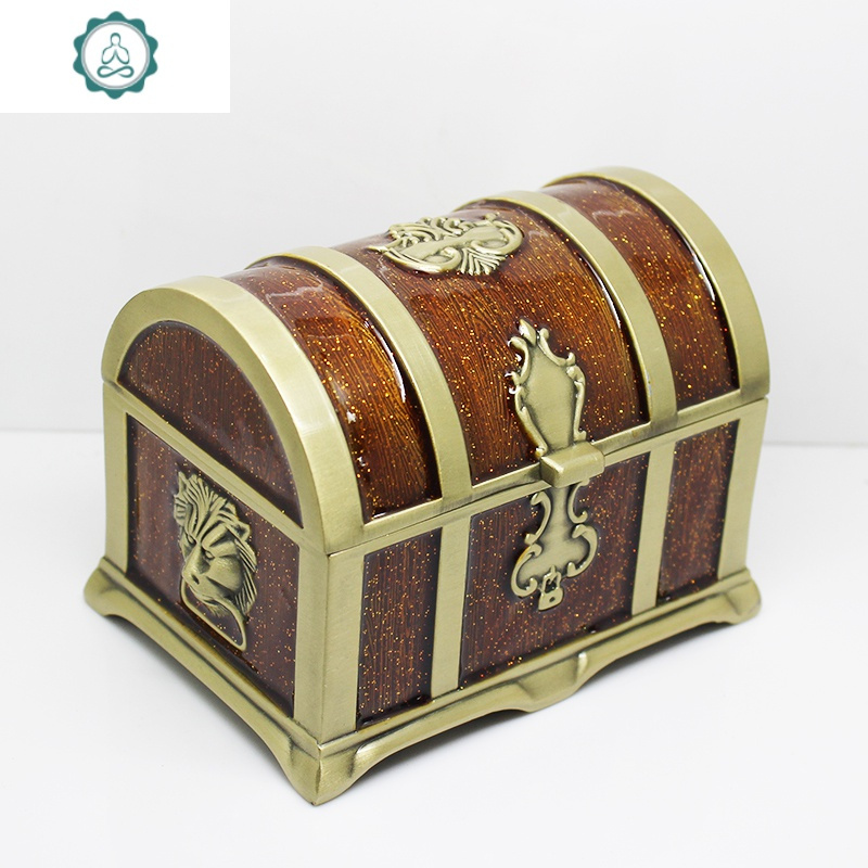 锡制复古首饰盒加勒比海盗宝箱储物盒饰品盒封后小号古锡色饰品盒
