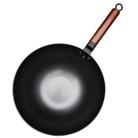 爱仕达(ASD)不易生锈爆炒锅32cm有盖 家用圆底无涂层省时节能轻松炒菜大精铁锅 圆环聚能底导热快 燃气灶明火专用锅具