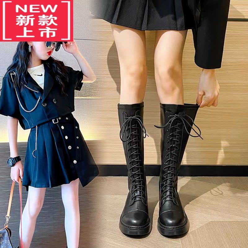 可莉允女童马丁靴2022春秋新款公主皮靴高筒长靴走秀演出鞋单靴儿童靴子图片
