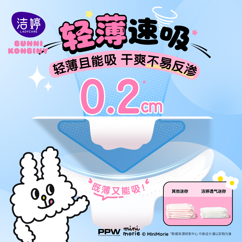 洁婷迷你卫生巾姨妈巾绵柔透气纤巧组合60片(小护翼)高清大图