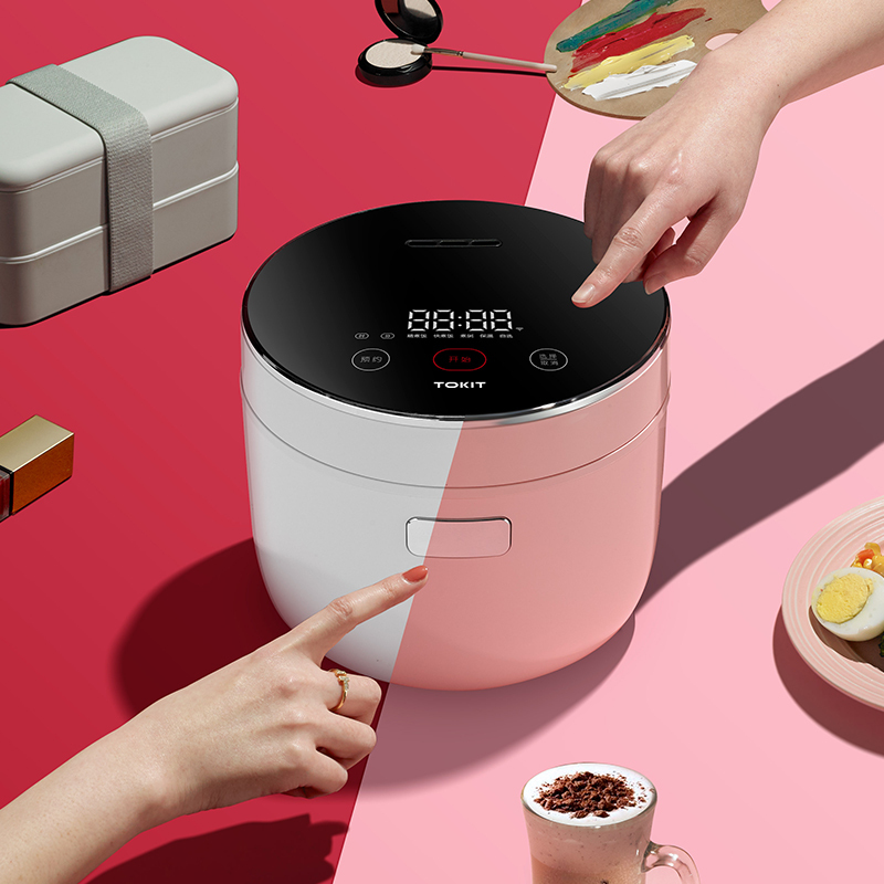 小米生态链TOKIT 1.6升迷你智能电饭煲电饭锅 1-2人 预约 家用多功能玲珑煲触控屏精致容量白色粉色蓝色慕斯白