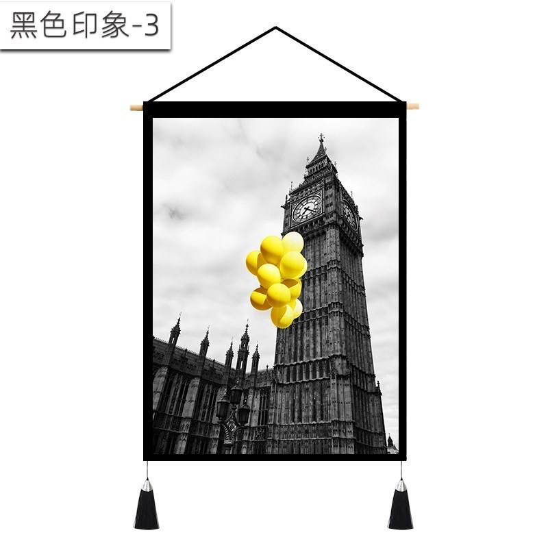 背景布风挂布 房间装饰画墙布北欧客厅沙发背景墙床头挂画 黑色印象-3 宽45cm*高65cm