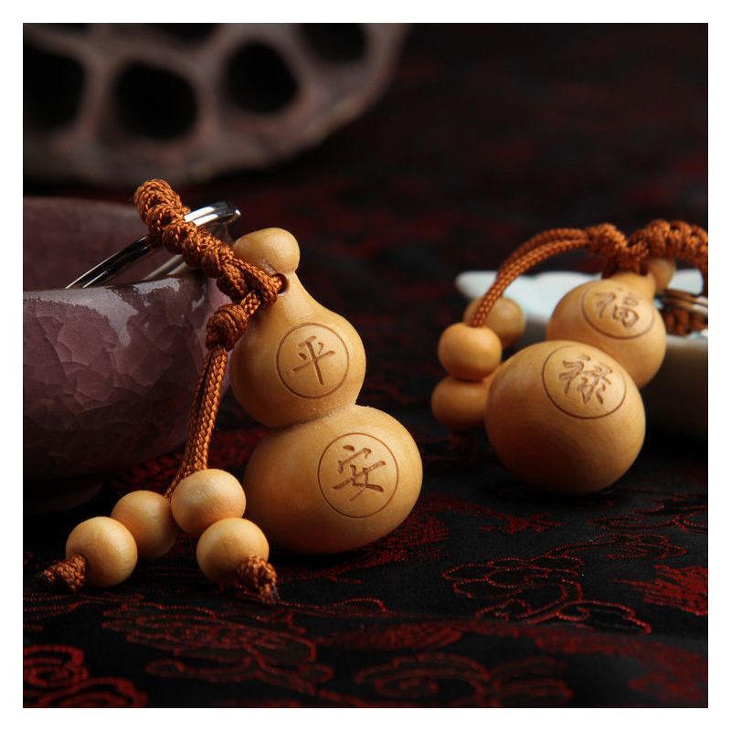 福禄平安福禄招财辟邪桃木葫芦钥匙扣生肖祝福语挂饰礼品