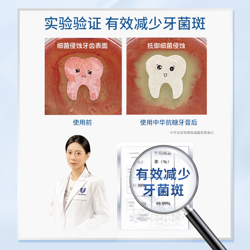 中华(Zhonghua)中华抗糖牙膏 家庭装 抗糖净白海盐薄荷味90g