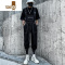 YANXU嘻哈机能风背带裤男士韩版潮流工作服男束脚连体裤套装暗黑长裤子
