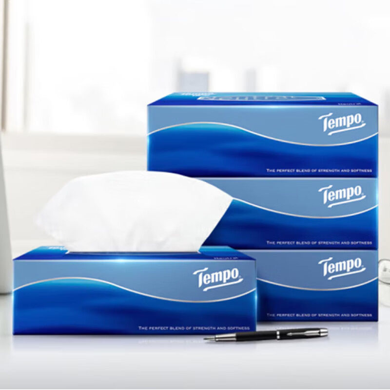 得宝(TEMPO)抽纸 盒抽高端商务 纸巾 餐巾纸 3层90抽*1盒高清大图
