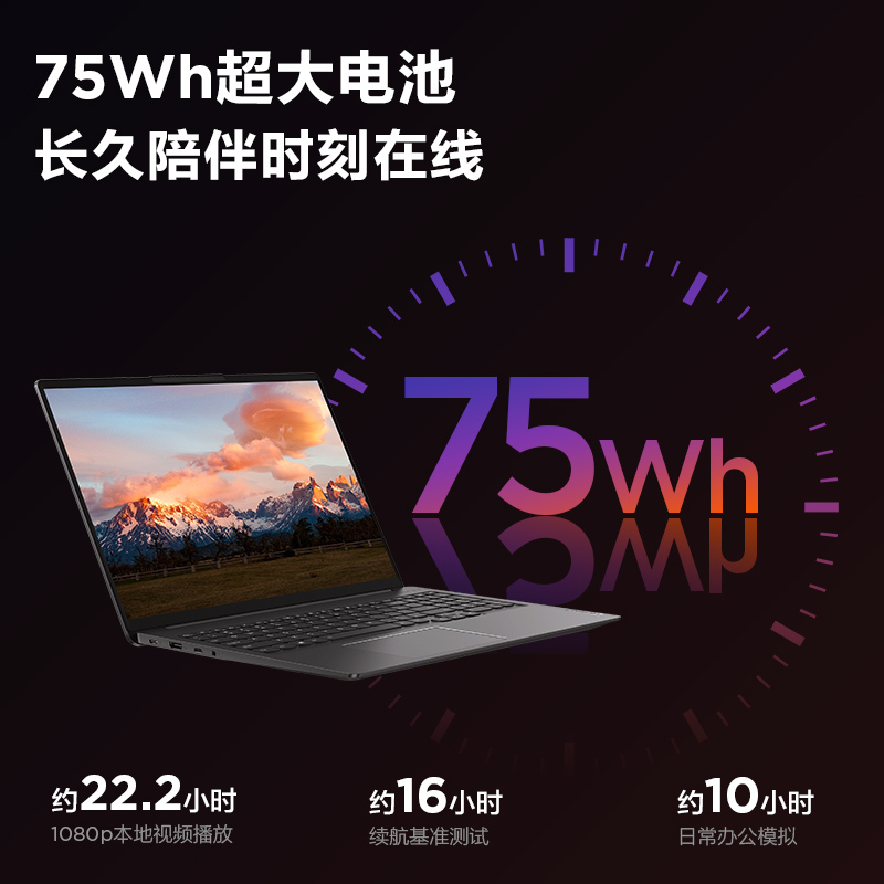 联想小新Pro16 2022标压锐龙版16英寸轻薄笔记本电脑(6大核12线程R5-6600H 16G 512G 2.5K 120Hz 75Wh电池)深空灰高清大图