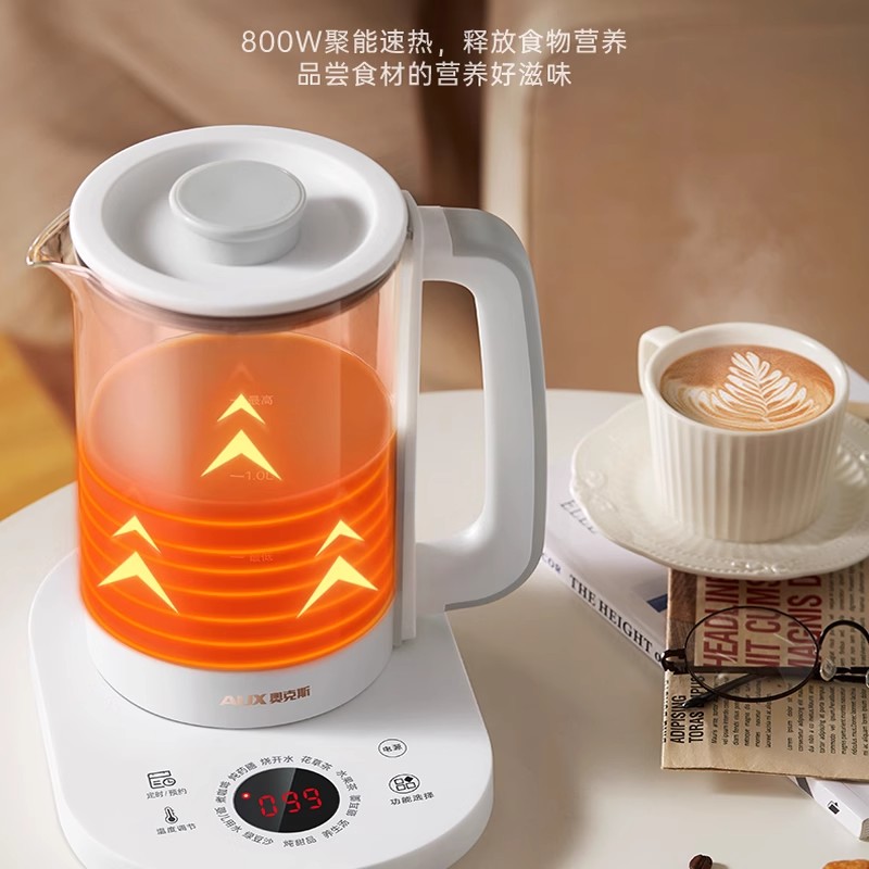 奥克斯煮茶器黑茶煮茶壶家用全自动蒸汽玻璃电热花茶普洱蒸茶壶 升级版高清大图
