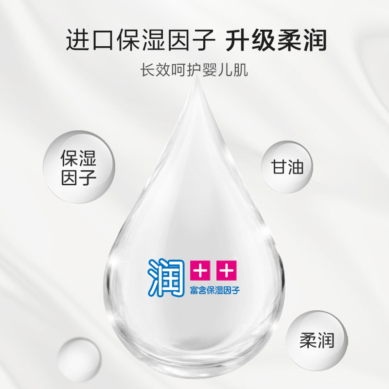 Renda润点R9保湿柔纸巾3层120抽*4包/提 礼盒装共4提 礼盒装宝宝专用乳霜纸添加保湿因子高清大图