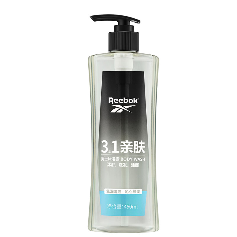 REEBOK 锐步男士三合一沐浴露-洁净亲肤450ml 沐浴液沐浴乳洗发膏二合一