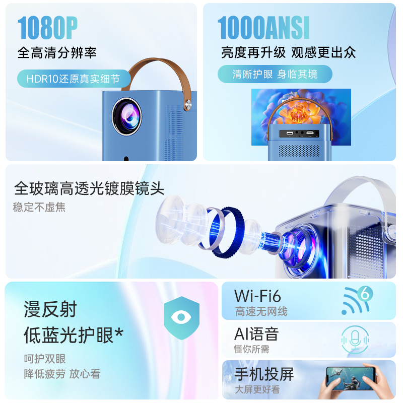 先科(SAST)C5 投影仪家用 卧室超高清投影机(AI智能语音 电动对焦 5G双频WiFi 海思芯片 无线同屏投屏)