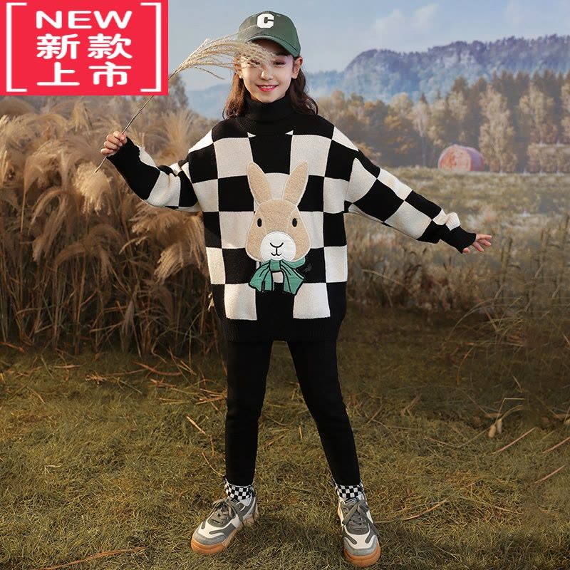 可莉允童装女童儿童毛衣长袖2022秋装新款套头韩版灯笼袖针织衫潮图片