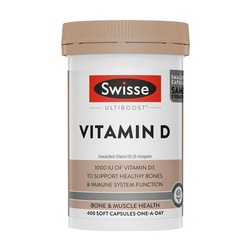 Swisse 维生素D 软胶囊 400粒 1瓶装 VD 矿物质补充 孕妇成人青少年中老年男性女性 澳洲进口
