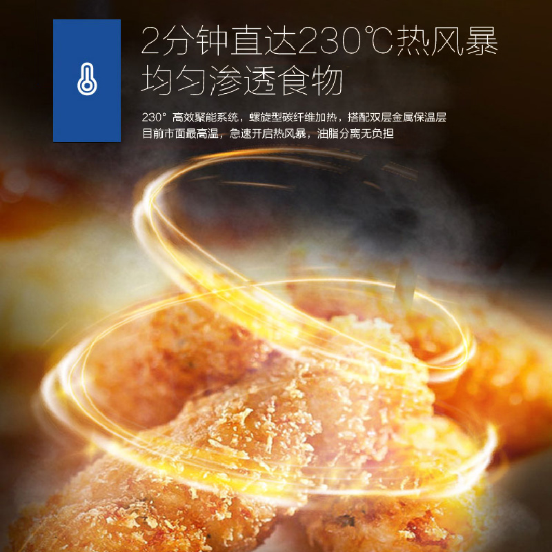 海尔Haier家用机械款7升空气炸锅开盖断电360°全天窗设计HA-M71S高清大图