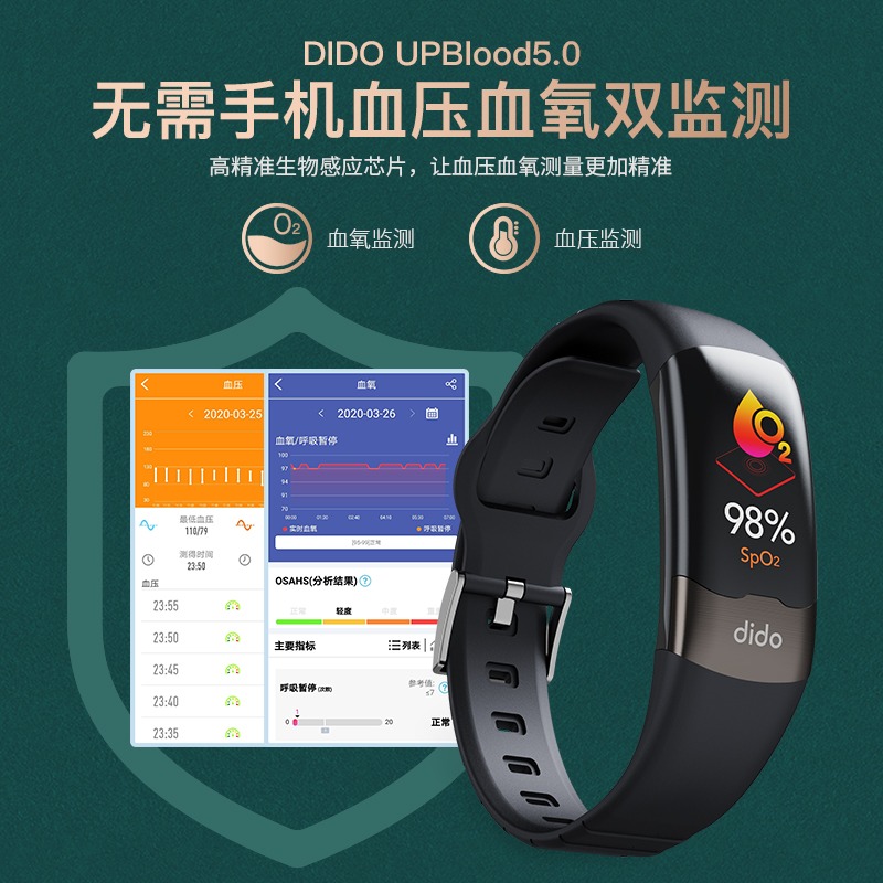 dido Y2S 高精度进口芯片智能手环血压心电图监测血氧心率心脏健康父母亲生日礼物多功能运动老人睡眠男款女士高清大图