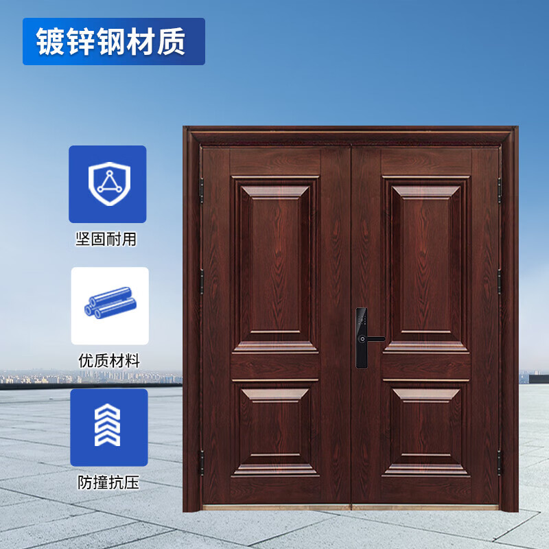 启功钢制防盗门安全入入家用大门民房防盗门含指纹密码锁高清大图