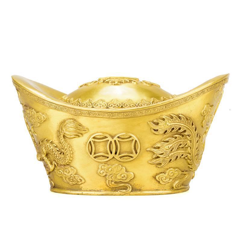 家柏饰(CORATED)铜元宝摆件 金元宝存钱罐客厅电视柜家居装饰工艺品图片