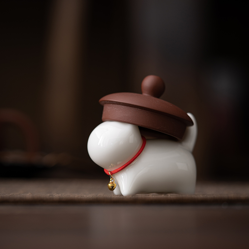 苏氏陶瓷(SUSHI CERAMICS)羊脂玉瓷茶具配件茶宠致白小猫咪高清大图