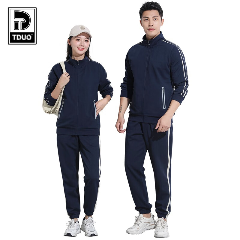 Tduo羽毛球长袖套装 J5 套 深蓝衣裤 XS