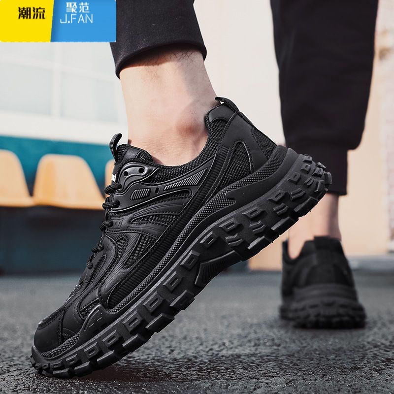 聚范夏季男鞋2024新款黑色运动休闲工作上班防水防滑耐磨耐穿劳保潮新高清大图