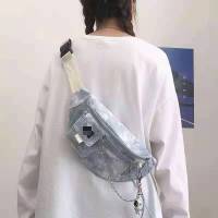 扎染帆布包包女潮牌ins个性潮流学生胸包女斜挎包夏百搭港风腰包 蓝色[升级加固耐用] 单包
