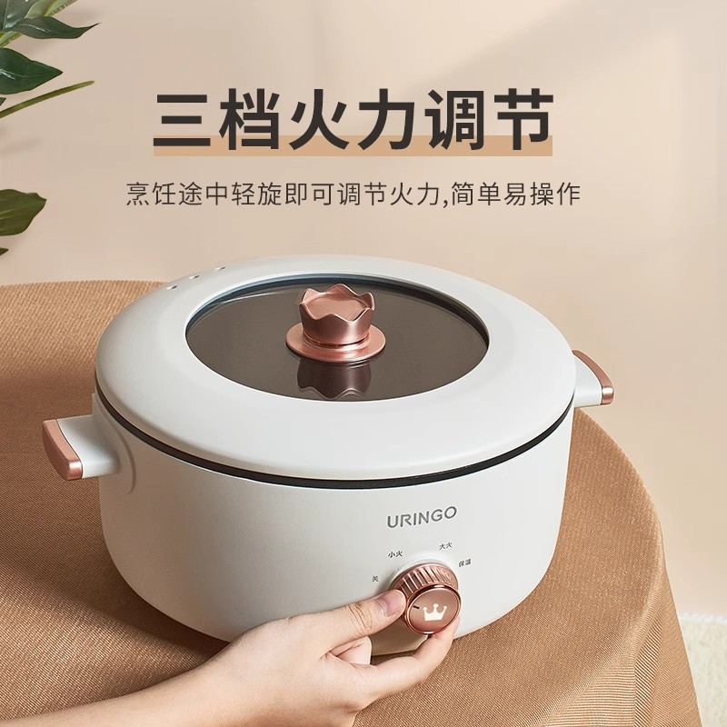 七彩叮当电煮锅多功能电锅宿舍学生一体锅小型炒锅蒸煮不粘电热火锅锅家用 QC-ZG01(3L标准款)不带蒸笼