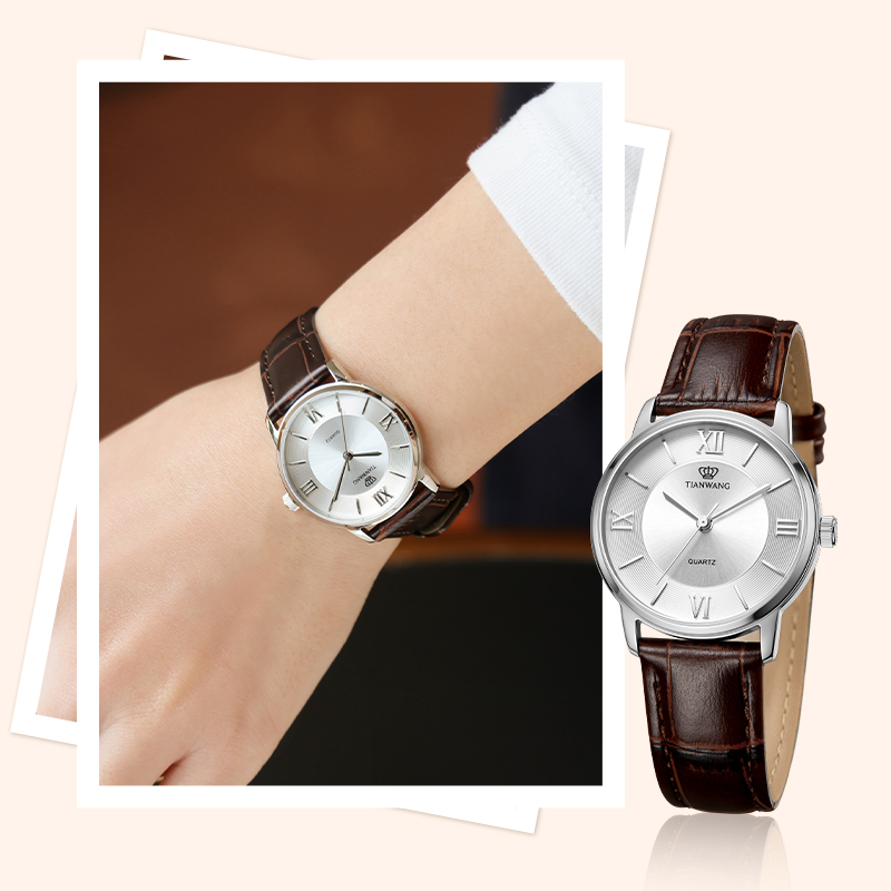 天王手表女士简约休闲皮带石英表新款正品时尚百搭气质腕表3702高清大图