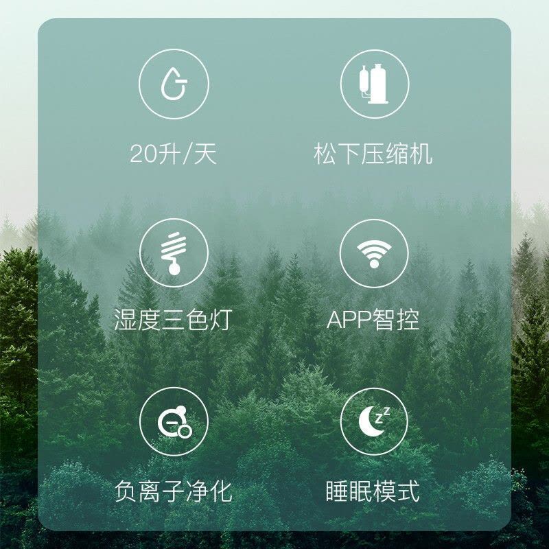 德业(Deye)除湿机家用 DYD-X20A3 APP智能轻音20L/天负离子净化 别墅客厅卧室工业地下室除湿器图片