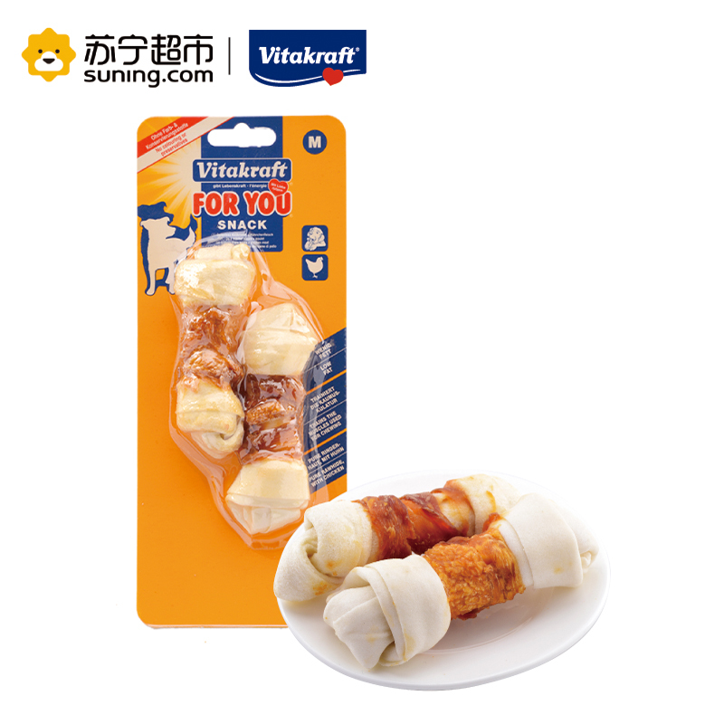 卫塔卡夫宠物狗零食犬用鸡肉卷皮结骨鸡胸肉干牛皮卷2支装