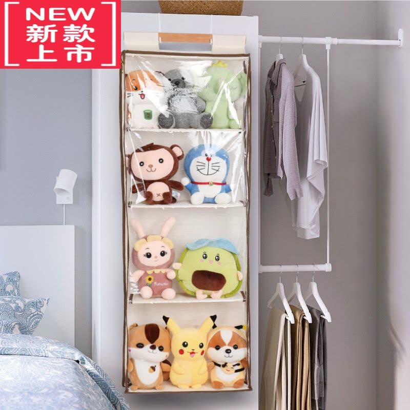 可莉允门后防尘包包收纳挂袋衣柜挂包器墙挂式帽子整理架透明布艺置物图片