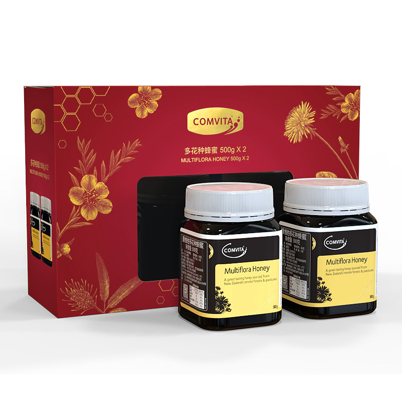 康维他（COMVITA）多花种500g两瓶礼盒装 新西兰进口 蜂蜜礼盒
