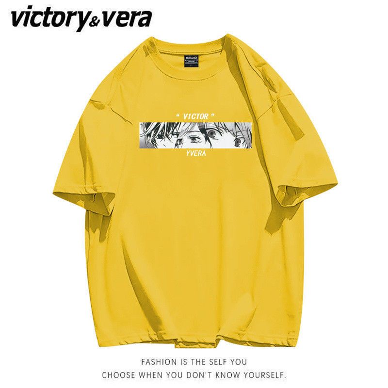 VICTORYVERA美式复古短袖t恤女夏季韩版学生宽松潮ins情侣上衣服