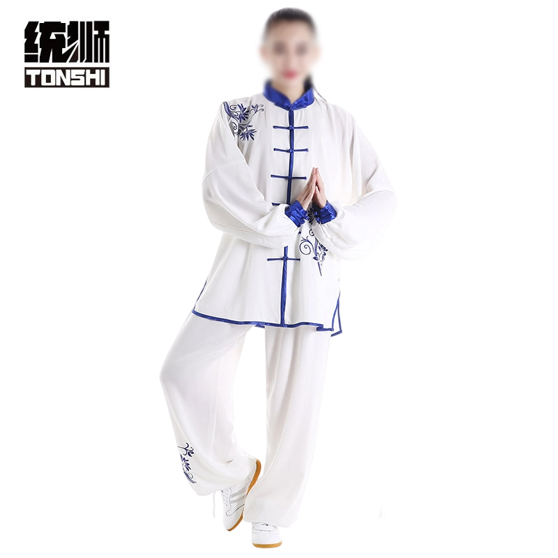统狮太极武术表演服AQ33 套 白色青花瓷 XL