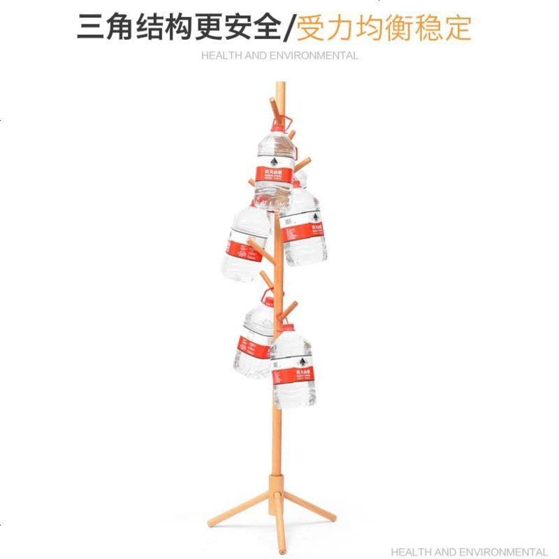 [木色]榉木衣帽架实木落地卧室宾馆客厅进简易架简约衣服架 9挂钩咖啡色(松木)图片
