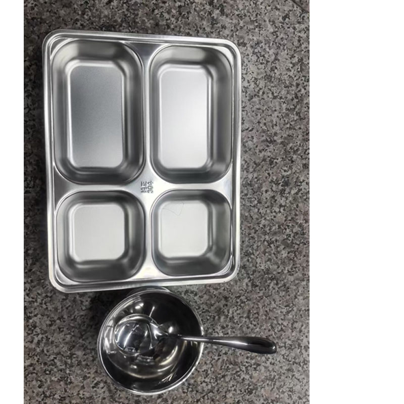 蓝枫304不锈钢餐盘+碗+勺子+筷子高清大图